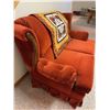 Image 2 : Rust Upholstered Loveseat with Skirted Base