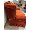 Image 3 : Rust Upholstered Loveseat with Skirted Base