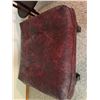 Image 3 : Red Leather Ottoman & Two-Tier Wood Table