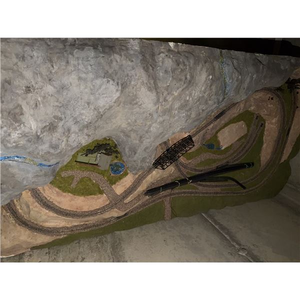 Model Train Layout With Mountain Tunnel Scene