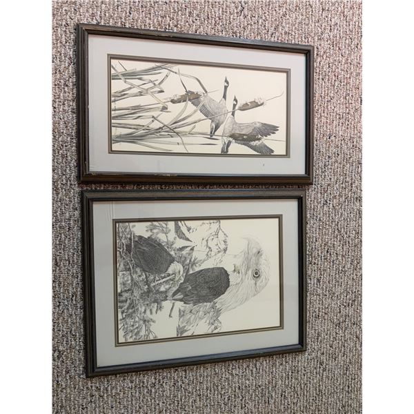 Bernie Brown Wildlife Pencil Prints Lot of 2