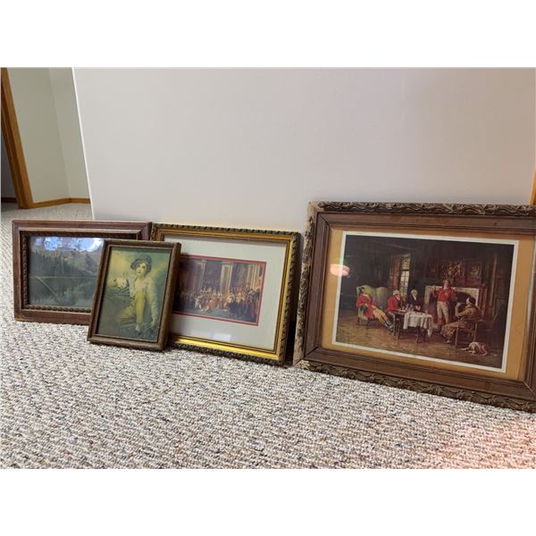 Framed Art Prints and Paintings, Set of Four