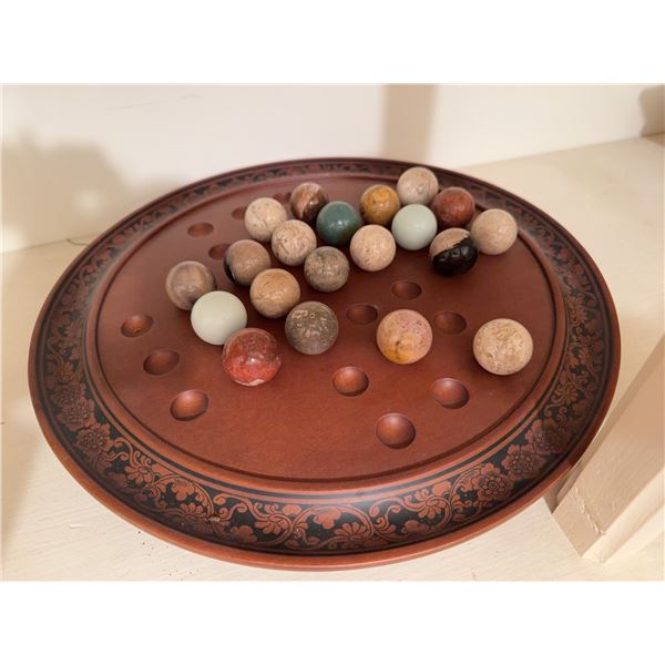 Marble Solitaire Board With 20 Stone Marbles