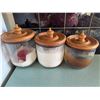Image 1 : 3 Glass Canisters With Wood Lids