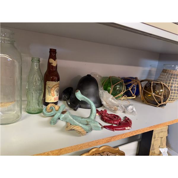 Nautical Decor Lot With Glass Floats and Anchors