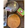 Image 2 : Kitchenware Lot: Bakeware, Flatware, Cutting Board