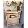 Image 1 : Group: Wall Shelf, Avocet Figure, Metal Moose