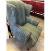 Image 1 : Upholstered Wingback Armchair Green Stripe Floral