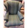 Image 2 : Upholstered Wingback Armchair Green Stripe Floral