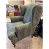 Image 3 : Upholstered Wingback Armchair Green Stripe Floral