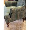 Image 4 : Upholstered Wingback Armchair Green Stripe Floral