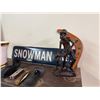 Image 2 : Snowman Ave Sign, Knives, Planter, Wood Figure