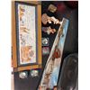 Image 1 : Decor Lot: Framed Art, Painted Saw, Figurines