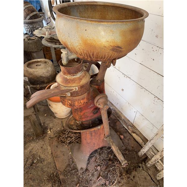 Antique Metal Cream Separator with Hand Crank