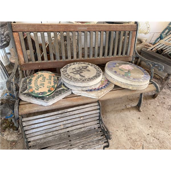 Garden Bench, Mosaic Stepping Stones, Donkey Statue