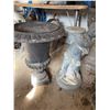 Image 1 : Cast Stone Cherub Pedestal And Black Urn Planter