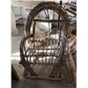 Image 4 : Rustic Wooden Birdhouses, Willow Chair, Concrete birdbath and plant stand.