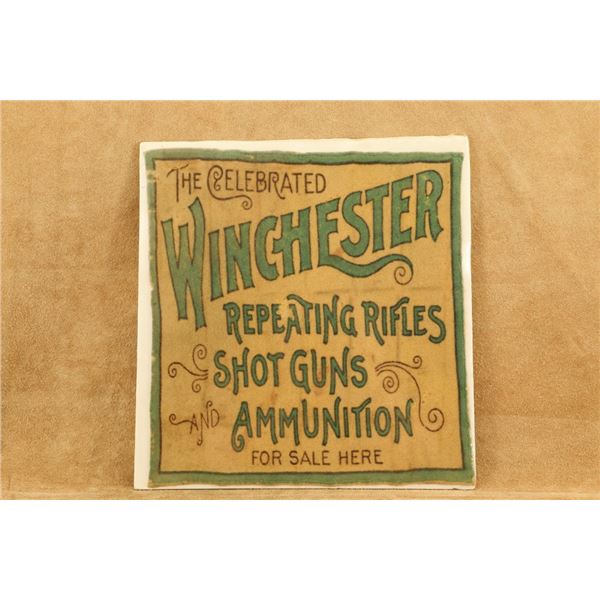 Antique Early 1900's Winchester Rifles Shotguns Dealer Felt Counter Mat 12x12 Firearms Ammo Ad