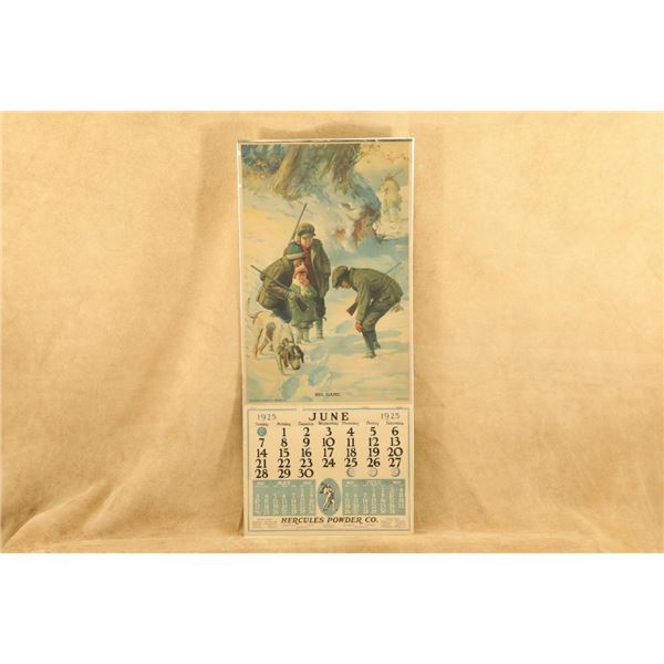 1925 Hercules Powder Co. Calendar Big Game Hunting 13"x30" Antique Advertising