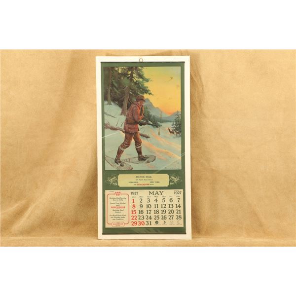 Original 1927 Winchester Advertising Calendar Frank Stick Hunter 10" X 20.5"