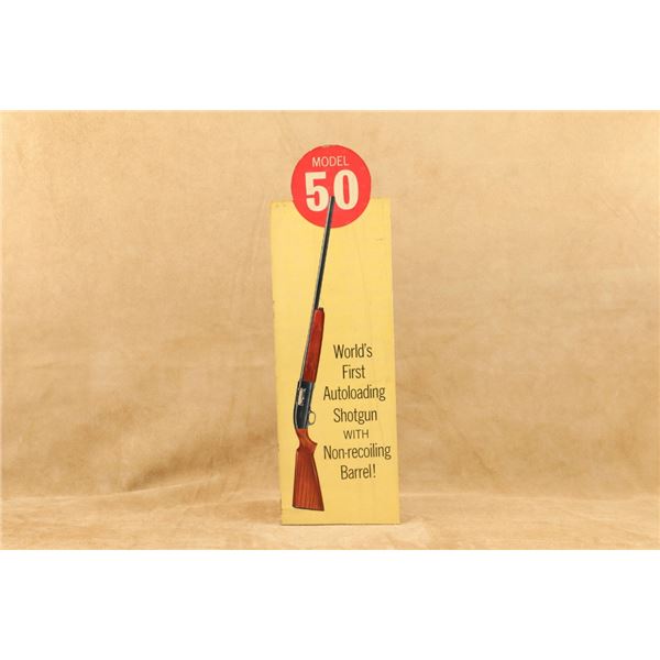 Original 1950s Us Winchester Model 50 Shotgun 7x24.25" Cardboard Counter Sign With Intact Easel