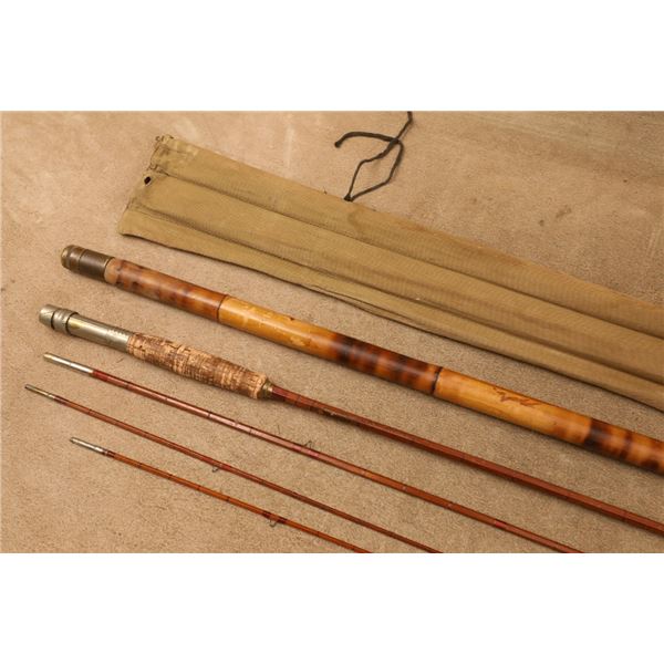 Winchester Split Bamboo 9' Three Piece Fly Rod With Bamboo Tip Tube & Cloth Bag