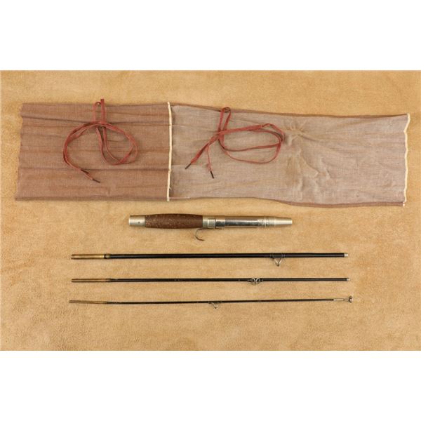Winchester No. 5355 4-piece Steel Bait Casting Rod & Cloth Storage Bag