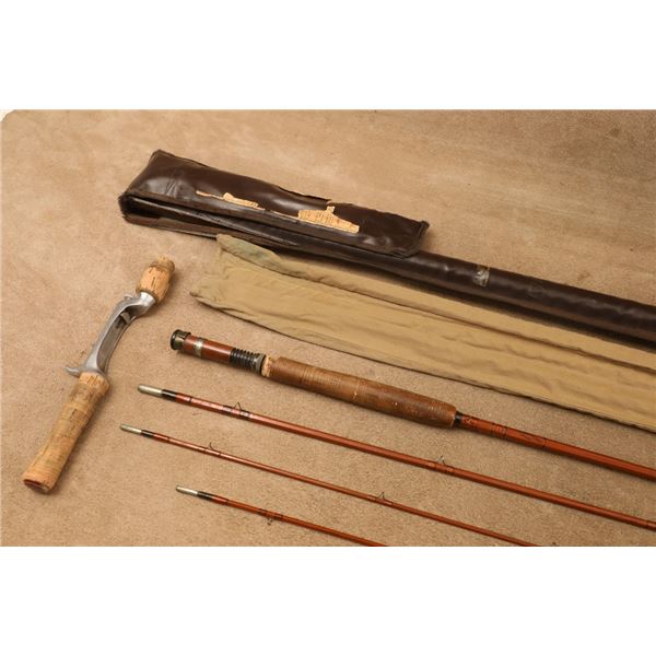 Heddon Deluxe #35 Bamboo Fly Rod & Heddon Pal #751 Steel Casting Rod With Bags & Extra Tip