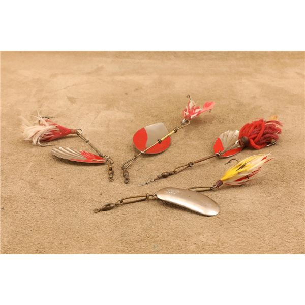 Antique, 1920s, Winchester, 4-lure Lot 9619, 9632, 9648, 9476, 2.5", Metal, Spinner Baits