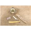 Image 1 : Vintage Winchester 1920s Straight Razor 8525, Boxed Gillette Style Safety Blades, And Glass Coaster