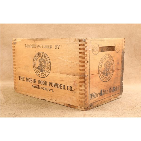 Antique 1900's Robin Hood Powder Co. "indian Shells" Wood Shotgun Shell Ammunition Crate