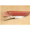 Image 1 : Jimmy Lile Custom Fixed Blade Knife (no Dot) With Stag Grips And Leather Sheath