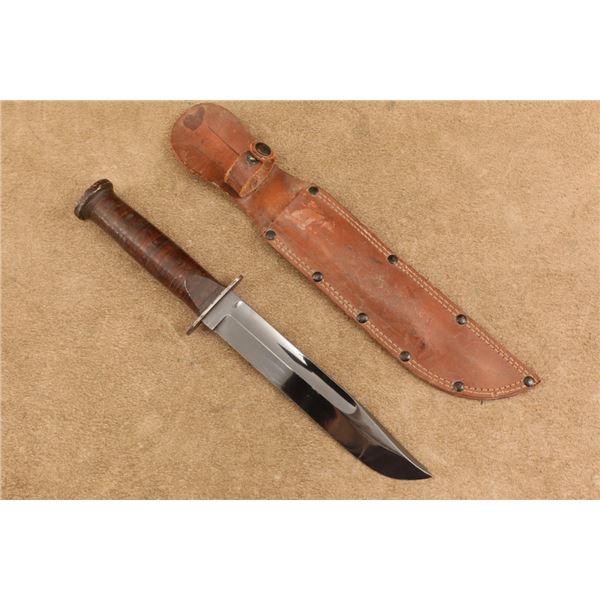 Western G46-8 Shark Wwii Fighting Knife Bowie Style With Original Double Stitch Sheath
