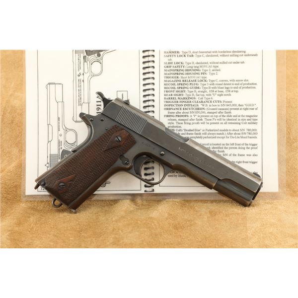Wwi Us Colt Model Of 1911 U.S. Army .45 Acp Military Semi-automatic Pistol, 1918 C&r