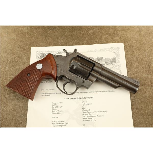 Texas Dps Colt Border Patrol 2nd Issue 4" .357 Magnum Double Action Revolver, 1971 C&r