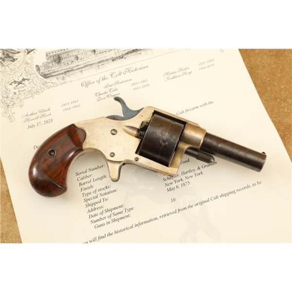 Late Colt House Pistol 5-shot .41 Rimfire Single Action Revolver & Letter, 1875 Antique