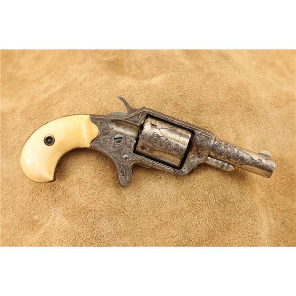 Engraved Colt New Line 1st Model Nickel .32 Short/long Rimfire Revolver, 1874 Antique