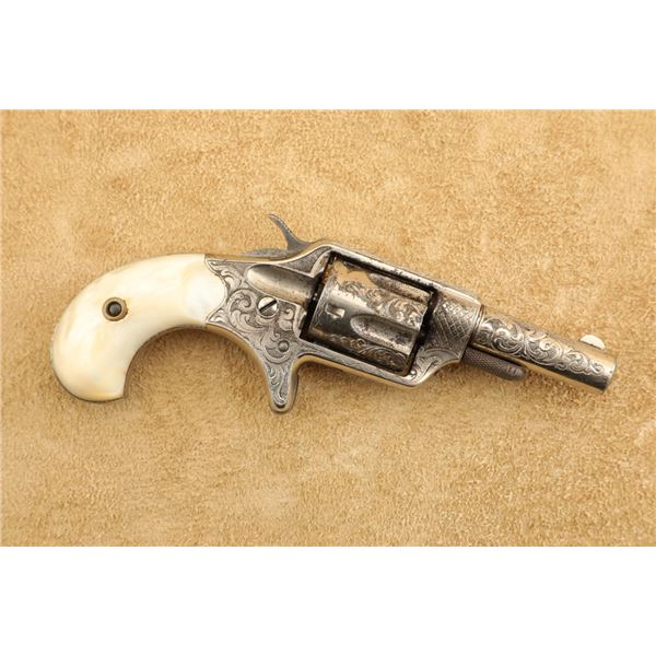 Engraved Colt New Line 1st Model Nickel .32 Short/long Rimfire Revolver, 1874 Antique