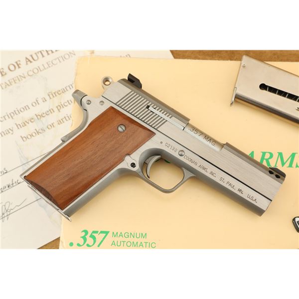John Taffin's Coonan Arms Inc. Model B Cadet .357 Magnum 4" Semi-auto Pistol, 2 Mags & Box