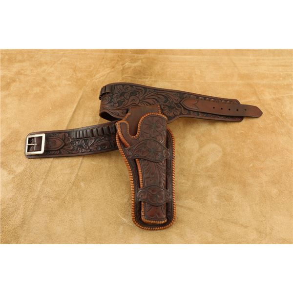 Heiser No. 62 Cartridge Belt & No. 753 Rh Holster Rig For 7.5" Colt Saa .45 Colt