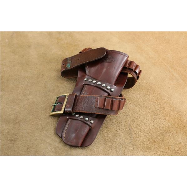 Iver Johnson Mexican Loop Holster And Unmarked .45 Colt Cartridge Belt Rig For 7 1/2" Colt Saa