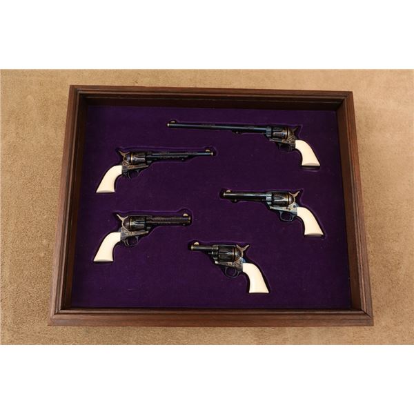 Set Of 5 Exhibition Grade Cased Set Of 5 Uberti Miniature Colt Single Action Army Revolvers