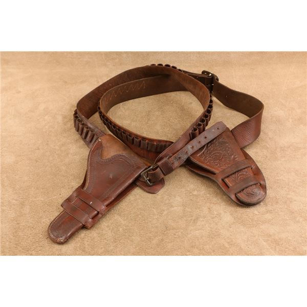Pair Of Western Leather Gun Belt & Holster Rigs By Gallup Sadlco, F Mueller, And Stern