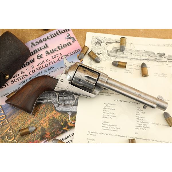 Early London Shipped Colt Single Action Army Saa 5.5" .450 Eley Revolver, Letter, 1874 Antique