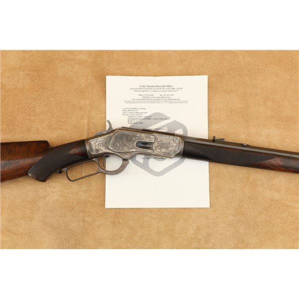 Winchester Model 1873 Deluxe 1/2 Mag Half Octagon Factory Engraved .44-40 Lever Rifle, 1884 Antique