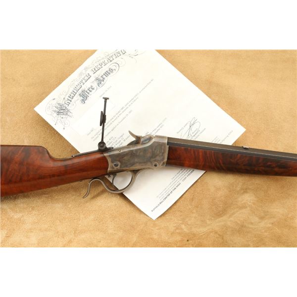 4-feature Special Order Winchester 1885 Low Wall Deluxe .22 Short 28" Rifle Antique, Swiss Plate