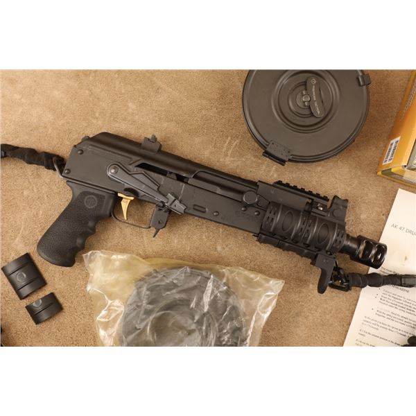 Custom Romarm Cugir Micro Draco 7.62x39mm 6" Semi-auto Pistol & 2 Drum Mags, Mfd 2016