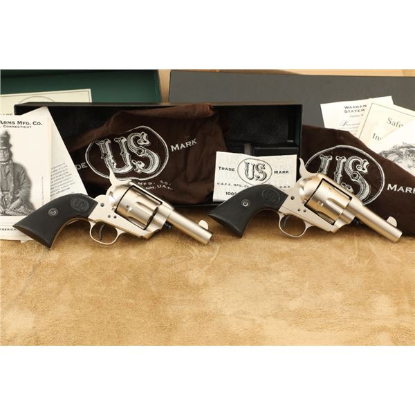 Consecutive Pair Usfa Rodeo Ii Sheriff Nickel 3" .45 Colt Saa Single Action Revolvers Usa Made