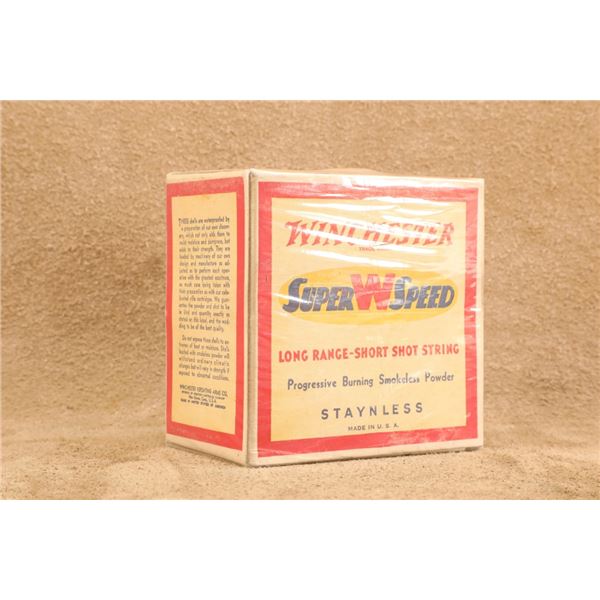 1940s-50s Full Box Winchester Super Speed 12 Gauge #6, 2 3/4" Lead Shotgun Shells Ammunition