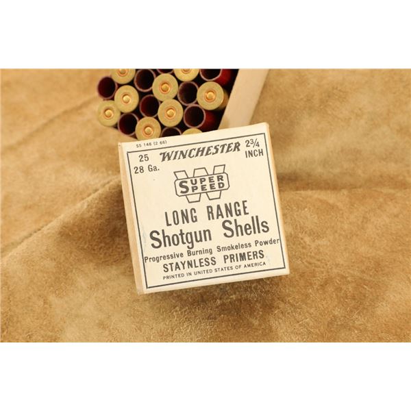 Full 2-piece Box 1940s-50s Winchester 28 Gauge Primed Paper Shotgun Shell Hulls